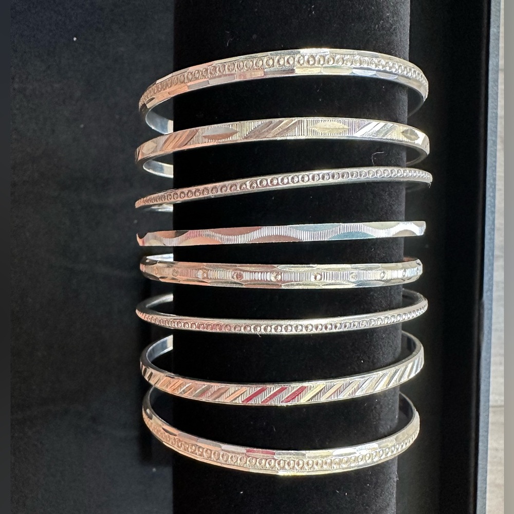 Bangle Bracelet Set  (8) - Sterling Silver 925